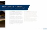 HOMAPAL – LEDER HOMAPAL – LEATHER · Die neue HOMAPAL – Leder-Kollektion (Kunst - lederoberflächen) umfasst 24 verschiedene Dekore in unterschiedlichen Prägungen und Trendfarben,