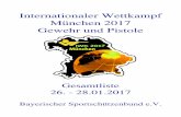 Internationaler Wettkampf München 2017 - dsb.de€¦ · Internationaler Wettkampf München 2017 Gewehr und Pistole IWK 2017 Gesamtliste 26. - 28.01.2017 Bayerischer Sportschützenbund
