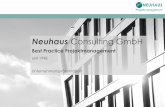 Neuhaus Consulting Unternehmenspräsentation · Projekterfolg sichern! Projektziele erreichen! Neuhaus Consulting unterstützt seit 20 Jahren seine Kunden in allen Fragen des Projektmanagements.