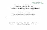 Biogasanlagen in NRW - Aktuelle Entwicklungen und … · 573 Biogasanlagen = 238 MW inst. Leistung x 7.612 h = 1,811 Mio. ... 2,8 MW el. Anlage ... Gülle je Platz und Jahr [m³]