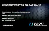 WISSENSWERTES ZU SAP HANA - profi-ag.de · PDF fileWISSENSWERTES ZU SAP HANA Architektur, Szenarien, Infrastruktur und PROFI Dienstleistungen PROFI Webcast 25. Februar 2014 Karl Schrupp