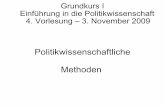 Politikwissenschaftliche Methoden - uni-muenster.de · Sammeln von Fakten, Bildung von Hypothesen, Operationalisierung und Überprüfung an der Wirklichkeit. Grundkurs I Einführung