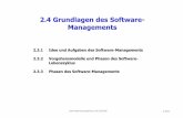 2.4 Grundlagen des Software- Managements · Vergleich Fortschritt: Hardware vs. Software • Hardware wird seit 1950 in den Kerngrößen um 20-30 % pro Jahr verbessert, ... Lastenheft