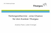 Tiefengeothermie - eine Chance für den Kanton Thurgau€¦ · Windkraft Kleinwasserkraft Photovoltaik Biomasse Geothermie. DIV / Energie Potential Stromerzeugung Geothermie 360 GWh