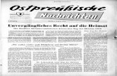 Unvergängliches Rech autf die Heimat - …archiv.preussische-allgemeine.de/on1952/ostpreussische_nachrichten... · Schuld , Unglück Leid Armut und Elend fü uns all e de Weg in