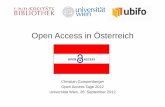 Open Access in Österreich · disziplinenspezifischen (Kooperation besteht mit UK PubMeddisziplinenspezifischen (Kooperation besteht mit UK PubMed Central) oder institutionellen Repositorien