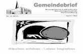 Nr. 2/ 2013 April / Mai - Evangelisch in Hammelburg · Handzettel und Kleidersäcke erhalten Sie mit der nächs-ten Ausgabe des Gemeindebriefes. ...dass demnächst unsere Partnergemein-de