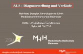 ALS : Diagnosestellung und Verläufe - syke.de · Amyotrophe Lateralsklerose (ALS) –Diagnostik Anamnese (Vorgeschichte), Neurologische Untersuchung, ... polyphasic potentials, often
