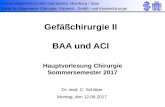 Gefäßchirurgie II BAA und ACI - uks.eu€¦ · ... Erweiterung des Durchmessers der Aorta auf das Doppelte der Norm (über 3 cm) häufigste aneurysmatische Gefäßveränderung ...