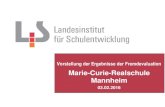 Fremdevaluation in Baden - Württemberg · Charakteristika der Marie-Curie-Realschule Mannheim ... gesellschaftlicher Teilhabe und zur Berufsorientierung Identitätsstiftendes Leitbild