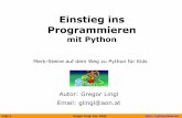 Python f¼r die Schule - .Folie 2 Gregor Lingl, Jan. 2003 Warum Python? â€¢ Leicht zu lernen. Python-Code