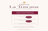 Speisekarte der Osteria La Toscana, Weiden · ehr verehrter Gast, wir begrüßen Sie sehr herzlich in unserer OSTERIA LA TOSCANA! Neben klassischen Gerichten aus ganz Italien finden