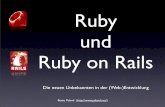 Ruby on Rails - GUUG · 5.times do puts “ruby ist cool”.upcase end "Hallo sage".delete("a") # Hllo sge Ruby • objekt-orientierte und dynamische Programmiersprache • Einﬂüsse