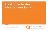 Usability in der Medizintechnik - germanupa.de · Projektverlauf dokumen-tieren, z. B. Spezifikation, Testergebnisse Sicherstellen, dass Ergebnisse in ... rät, der im Homecare-Bereich