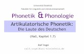 Universität Bielefeld Fakultät für Linguistik und ... · Phonetik & Phonologie (Hall, Kapitel 1.7) Ralf Vogel ralf.vogel@uni-bielefeld.de Universität Bielefeld Fakultät für