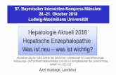 Hepatologie Aktuell 2018 Hepatische Enzephalopathie Was ... · Holstege A., Landshut 57. Bayerischer Internisten-Kongress, LMU-München, 21. Oktober 2018 Hepatologie Aktuell 2018: