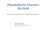 Physikalische Chemie I SS 2018 · 2018-04-17 · Praktikum für Anfänger Praktikum für Fortgeschrittene PC I . PC II ... Elektronische Struktur von Mehrelektronenmolekülen Bindungsordnung,
