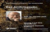 Das Anthropozän - thema. · PDF filePhysikalisches Kolloquium der Studierenden Hintergrund: NASA Das Anthropozän Wie der Mensch die Welt verändert Prof. Dr. Harald Lesch LMU München