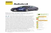 Autotest - ADAC: Allgemeiner Deutscher Automobil-Club · Autotest Maserati Ghibli Diesel Autom. Viertürige Stufenhecklimousine der oberen Mittelklasse (202 kW / 275 PS) it Maserati
