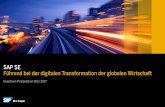 SAP SE Führendbeider digitalenTransformation der ... · SAP istdas digitaleRückgratder globalenWirtschaft Überdie SAP Geschäftsnetzwerke verarbeitenpro Jahr2,4 Mio. Firmen einTransaktionsvolumen