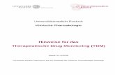Hinweise für das Therapeutische Drug Monitoring (TDM) · P Universitätsmedizin Rostock Klinische Pharmakologie Hinweise für das Therapeutische Drug Monitoring (TDM) Stand: 01.10.2018