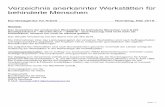 Verzeichnis anerkannter Werkstätten für behinderte Menschen · Seite - 1 - Bundesagentur für Arbeit Nürnberg, Mai 2019 Verzeichnis anerkannter Werkstätten für behinderte Menschen