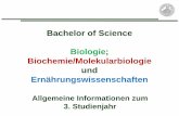 Bachelor of Science Biologie; Biochemie/Molekularbiologie ... · Bachelor-Studiengang Biologie 1. Studienjahr und 2. Studienjahr (120 LPs) 11 Pflichtmodule, davon zählen 8 Kernmodule