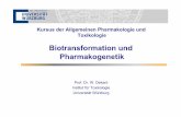 Biotransformation und Pharmakogenetik · Toxikokinetik Toxikodynamik. Prof. Dr. W. Dekant, Institut für Toxikologie, Universität Würzburg Prinzipien der Biotransformation Fremdstoff
