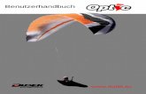 OPTIC-manual german Deckblatt korrigiert · Das Design des Schirms beinhaltet mit Stäbchen verstärkte Eintrittskanten (Dudek FlexiEdge Technologie) sowie Mini-Stäbchen an der Flügelhinter-kante.