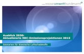 Ausblick 2030: Aktualisierte NEC-Emissionsprojektionen 2015 · I. Timeline 3 Erste NEC-Szenarien (analog zu THG) ohne Luftreinhaltemaßnahmen (Februar 2014) Bilaterale Gespräche