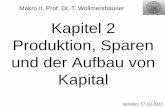 Kapitel 2 Produktion, Sparen und der Aufbau von Kapital · Makro II, Prof. Dr. T. Wollmershäuser Version: 17.10.2011 Kapitel 2 Produktion, Sparen und der Aufbau von Kapital