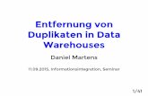 Warehouses Duplikaten in Data Entfernung von · threshold)) 25/41. Gliederung Problem & Motivation Domänen-unabhängige Verfahren Domänen-abhängige Verfahren DELPHI Allgemein Duplicate