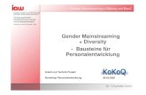 Gender Mainstreaming + Diversity - Bausteine für ... · PDF fileGender Mainstreaming – Ziel • Verbesserung der Gleichstellung von Frauen und Männern in der Familie, der Schule,