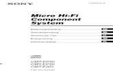 Micro Hi-Fi Component System - sony.de · 2DE VORSICHT Zur Vermeidung von Brand- und Stromschlaggefahr darf das Gerät keinesfalls Regen oder Feuchtigkeit ausgesetzt werden. Zur Vermeidung