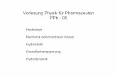 Vorlesung Physik für Pharmazeuten PPh - 05 · Vorlesung Physik für Pharmazeuten PPh - 05 Festkörper Mechanik deformierbarer Körper Hydrostatik Grenzflächenspannung Hydrodynamik