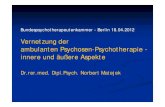 Vernetzung der ambulanten Psychosen-Psychotherapie ... · (psychodynamisch, kognitiv behavioral, supportiv) Ergebnisse 65% der behandelten Patienten verbesserten ihr psychisches und