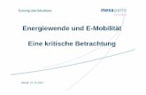 Energiewende und E-Mobilität Eine kritische Betrachtung GFS_E... · © Mesa Parts 11/2017-17V04f, Kritische Betrachtung Energiewende und E-Mobilität, Folie 1 Energiewende und E-Mobilität