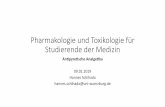 Pharmakologie und Toxikologie für Studierende der Medizin · • Paracetamol = Metamizol < selekJve COX-2-Hemmstoﬀe < saure Analge#ka • Alter > 65a, Ulkusanamnese, Helicobacter