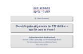 Dr. Gerd Kommer · Buchveröffentlichungen von Dr. Gerd Kommer 2 2019 2018 (5. Aufl.) 2016 (2. Aufl.) 2017 Die wich9gsten Argumente der ETF-Kri9ker –Was ist dran an ihnen?