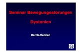 Seminar Bewegungsstörungen Dystonien · Dystonieform Symptome Chromosom Vererbung Test DYT1 Torsionsdystonie 9 autosomal-dominant + DYT2 Fokale Dystonie ? autosomal-rezessiv DYT3