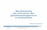 Benchmarking als Instrument des Qualitätsmanagements in ... · als Instrument des Qualitätsmanagements in Hochschulen Friedrich Stratmann . Workshop Gleichstellung und Qualitätsmanagement