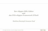 Der oXygen-XML-Editor und das DTA-oXygen-Framework DTAoX · Der oXygen-XML-Editor und das DTA-oXygen-Framework DTAoX • Ex- und Import der Vorlagen Die Vorlagen können untereinander