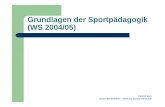 Grundlagen der Sportpädagogik (WS 2004/05) der... · Dietrich Kurz Universität Bielefeld – Abteilung Sportwissenschaft 1. Sport vermitteln – nicht nur eine Frage der angemessenen
