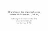 Grundlagen des Datenschutzes und der IT -Sicherheit (Teil 1a) · Zum Dozenten Bernhard C. Witt Grundlagen des Datenschutzes und der IT-Sicherheit (Teil 1a) 2 Bernhard C. Witt •
