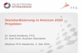 Standardisierung in Horizon 2020 Projekten - ffg.at · ZIELE DES WEBINARS • Überblick und Awareness zu „Standardisierung in Horizon 2020 Projekten“ wichtiges Hintergrundwissen