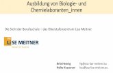 Ausbildung von Biologie- und Chemielaboranten innen · Am OSZ Lise Meitner werden schwerpunktmäßig naturwissenschaftliche Laborberufe in den naturwissenschaftlichen Grunddisziplinen