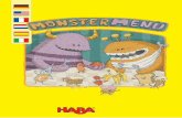 Monster Menu · Monster Menu Monstermenu · Menú Monster ...¼-spielan... · 48 Futterkarten (jedes Monsterfutter 4 Mal), 12 Schmacko-fatzkarten, 10 orangefarbene Monsterchips (1