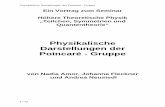 Physikalische Darstellungen der Poincaré - scheck/quanten/Vortrag12.pdf · PDF filePhysikalische Darstellungen der Poincaré - Gruppe 1 / 22 Ein Vortrag zum Seminar Höhere Theoretische
