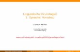 Linguistische Grundlagen 1. Sprache: Vorschau Grammatiken als kreative Systeme 1 Sprecher, die eine