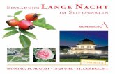 Einladung Lange nacht im Stiftsgarten - Domenico St. Lambrecht · LAMBRECHT Einladung Lange nacht im Stiftsgarten. 18.00 Uhr Platzkonzert mit der „Bauernkapelle Althofen “ 18.30